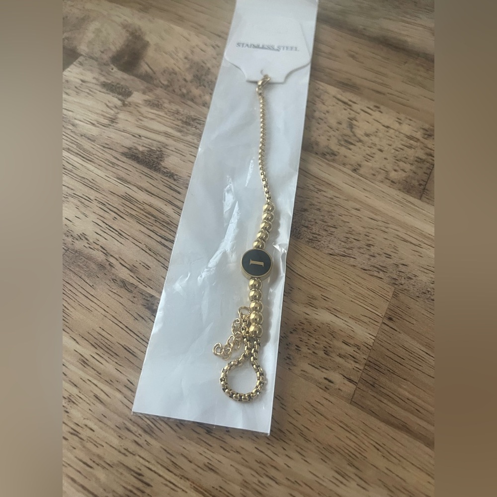 Stainless Steel Letter I initial bracelet